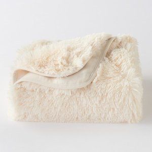 LC Lauren Conrad Faux Mongolian Fur Throw, Ivory
